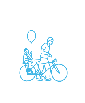 自転車に乗る親子のイラスト